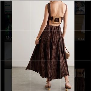 Cult Gaia Angela buckled plissé-satin midi dress